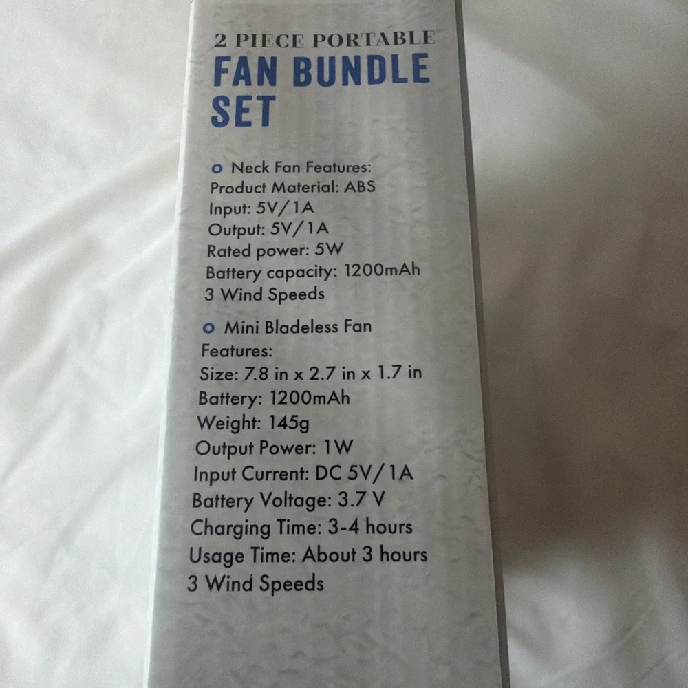 Living+ 2 Piece Portable Fan Bundle USB-C Charging NISB